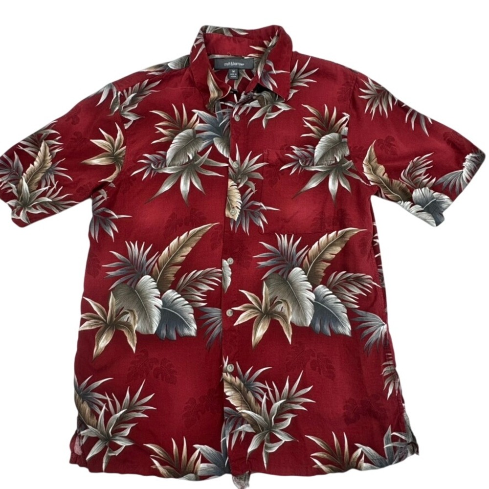 Croft & Barrow Mens M Red Hawaiian Shirt Floral Aloha Button Up Camp Casual‎ - Picture 2 of 8
